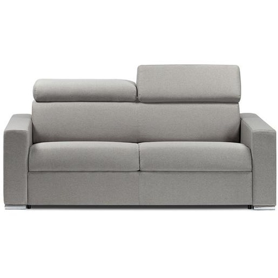 Canapé convertible EXPRESS SIDNEY têtières réglables couchage 120cm matelas 16cm tissu tweed luna gris clair