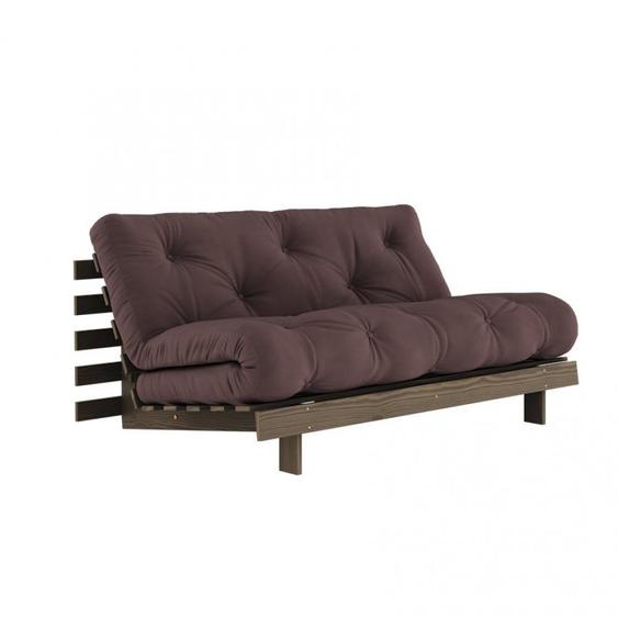 Canapé convertible futon ROOTS pin carob brown matelas brown couchage 160*200 cm