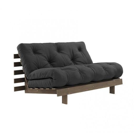 Canapé convertible futon ROOTS pin carob brown matelas dark grey couchage 140*200 cm