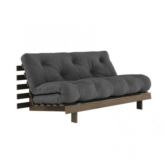 Canapé convertible futon ROOTS pin carob brown matelas dark grey couchage 160*200 cm