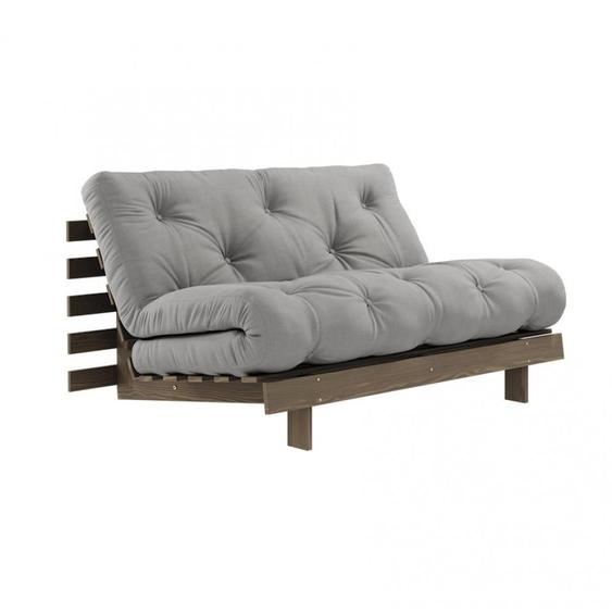 Canapé convertible futon ROOTS pin carob brown matelas Grey couchage 140*200 cm