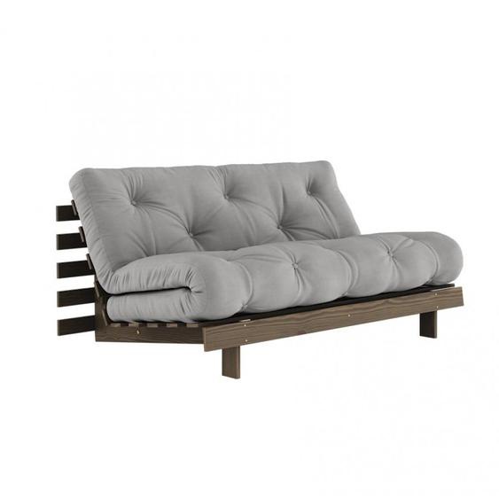 Canapé convertible futon ROOTS pin carob brown matelas grey couchage 160*200 cm