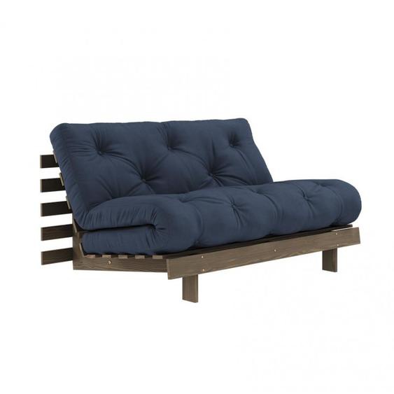 Canapé convertible futon ROOTS pin carob brown matelas navy couchage 140*200 cm