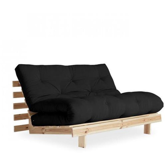 Canapé convertible futon ROOTS pin naturel coloris gris foncé couchage 160*200 cm