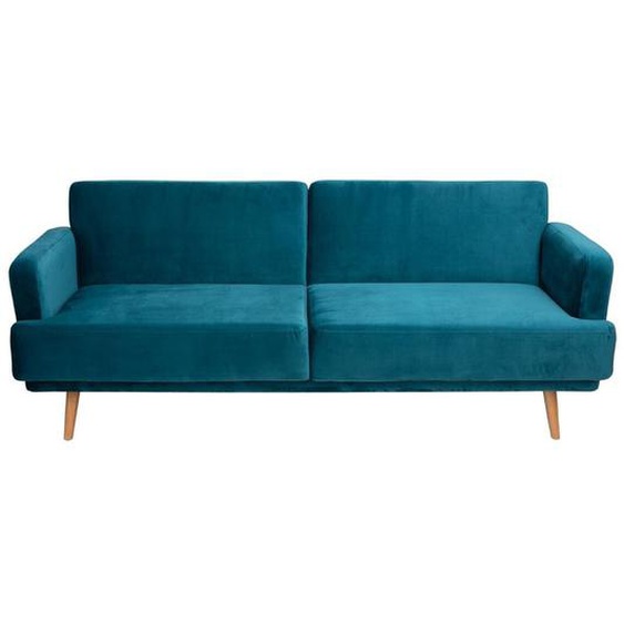 Canapé convertible Jack 3 places, Velours, Bleu canard