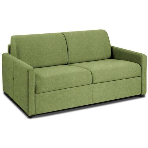 Canapé convertible MARSEILLE matelas 15cm système express sommier lattes 120cm RENATONISI microfibre verte