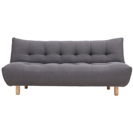 Canapé convertible scandinave 3 places en tissu gris foncé et bois clair YUMI