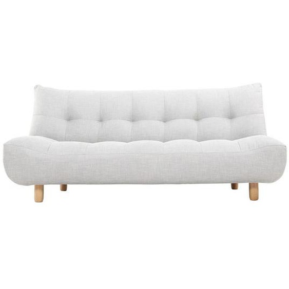 Canapé convertible scandinave 3 places en tissu gris clair et bois clair YUMI