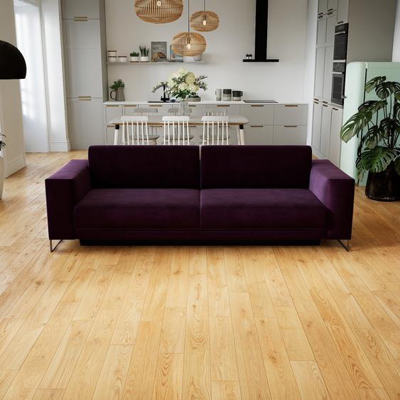 Canapé convertible Velours - Aubergine, design épuré, canapé lit confortable, confortable avec coffre de rangement - 248 x 75 x 98 cm, modulable