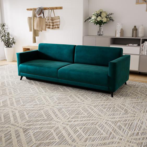 Canapé convertible Velours - Bleu Pétrole, design épuré, canapé lit confortable, confortable avec coffre de rangement - 225 x 75 x 98 cm, modulable