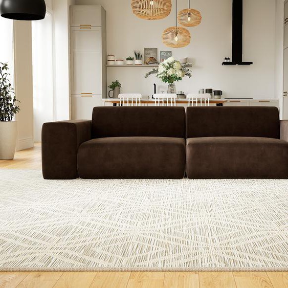 Canapé convertible Velours - Brun Café, design arrondi, canapé lit confortable, moelleux et lit confortable - 266 x 72 x 107 cm, modulable