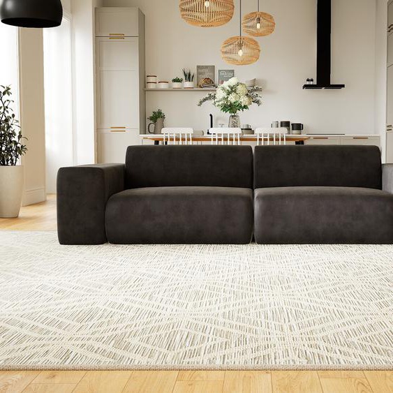Canapé convertible Velours - Gris Pierre, design arrondi, canapé lit confortable, moelleux et lit confortable - 266 x 72 x 107 cm, modulable