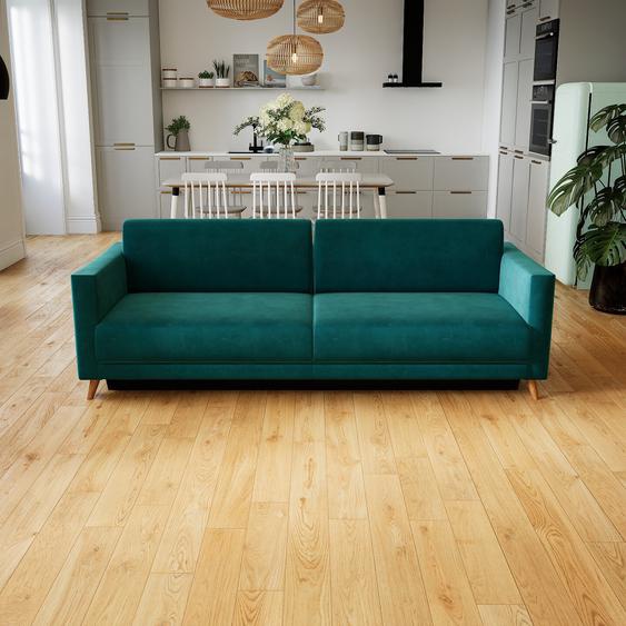 Canapé convertible Velours - Vert Océan, design épuré, canapé lit confortable, confortable avec coffre de rangement - 225 x 75 x 98 cm, modulable