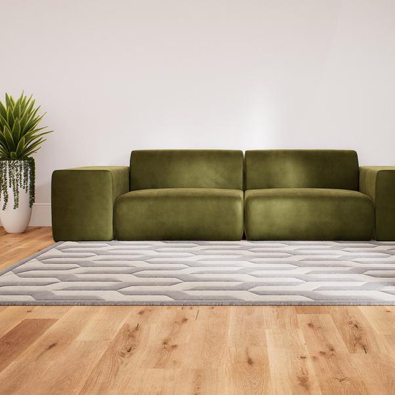 Canapé convertible Velours - Vert Olive, design arrondi, canapé lit confortable, moelleux et lit confortable - 294 x 72 x 107 cm, modulable