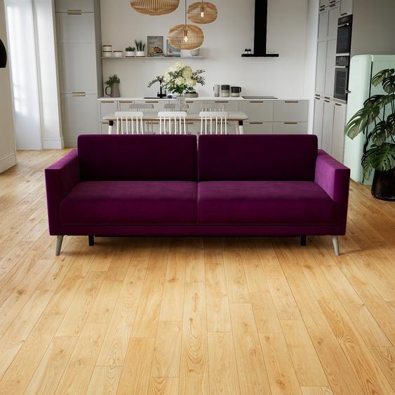 Canapé convertible Velours - Violet Vigne, design épuré, canapé lit confortable, confortable avec coffre de rangement - 224 x 81 x 98 cm, modulable