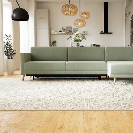 Canapé convertible - Vert menthe, design épuré, canapé lit confortable, confortable avec coffre de rangement - 304 x 81 x 162 cm, modulable