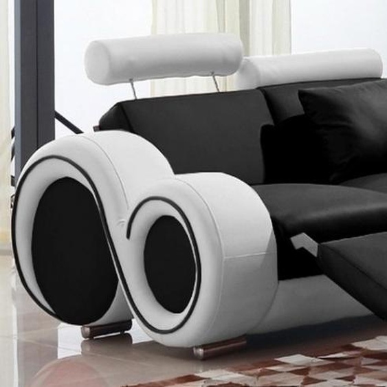 Canapé cuir 2 places relax - Carlson - Assise Noir 902 / Côtés