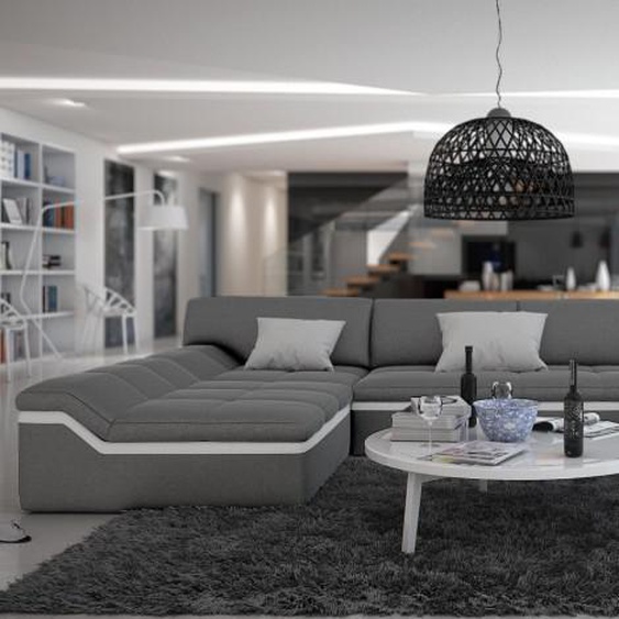 Canapé cuir design panoramique - Dorog - Gris foncé 904 / Liser
