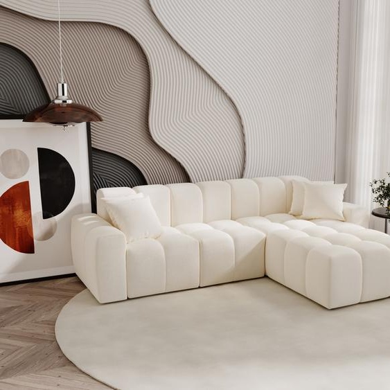 Canapé dangle 265 cm Napoli - Canapé dangle avec tissu premium, Canapé design, Canapé dangle en L, droite (Crème - Komodo 10)