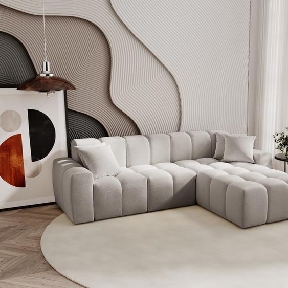 Canapé dangle 265 cm Napoli - Canapé dangle avec tissu premium, Canapé design, Canapé dangle en L, droite (Gris clair - Komodo 20)