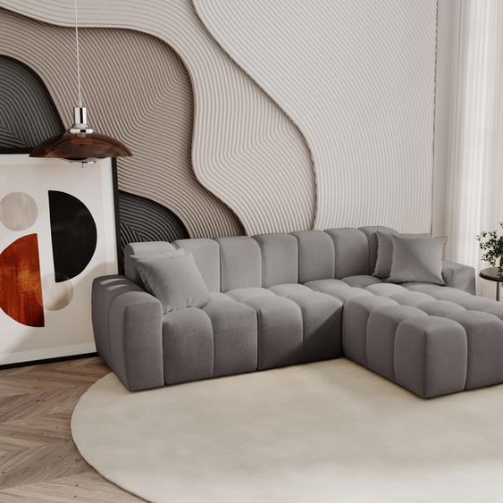 Canapé dangle 265 cm Napoli - Canapé dangle avec tissu premium, Canapé design, Canapé dangle en L, droite (Gris - Komodo 21)