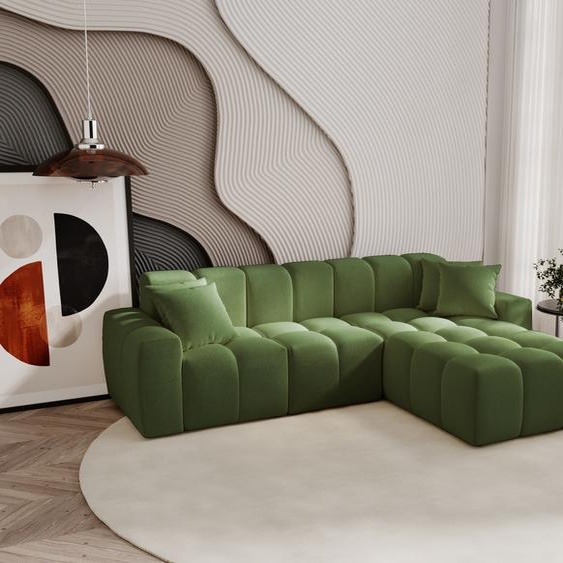 Canapé dangle 265 cm Napoli - Canapé dangle avec tissu premium, Canapé design, Canapé dangle en L, droite (Vert- Komodo 61)