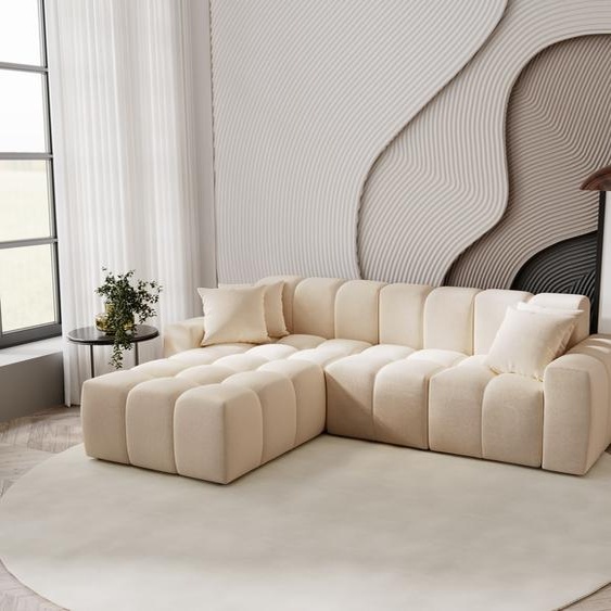 Canapé dangle 265 cm Napoli - Canapé dangle avec tissu premium, Canapé design, Canapé dangle en L, gauche (Beige - Komodo 11)