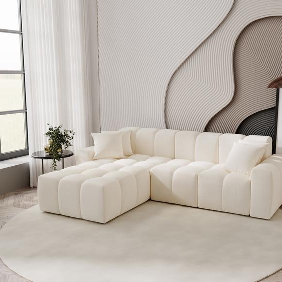 Canapé dangle 265 cm Napoli - Canapé dangle avec tissu premium, Canapé design, Canapé dangle en L, gauche (Crème - Komodo 10)