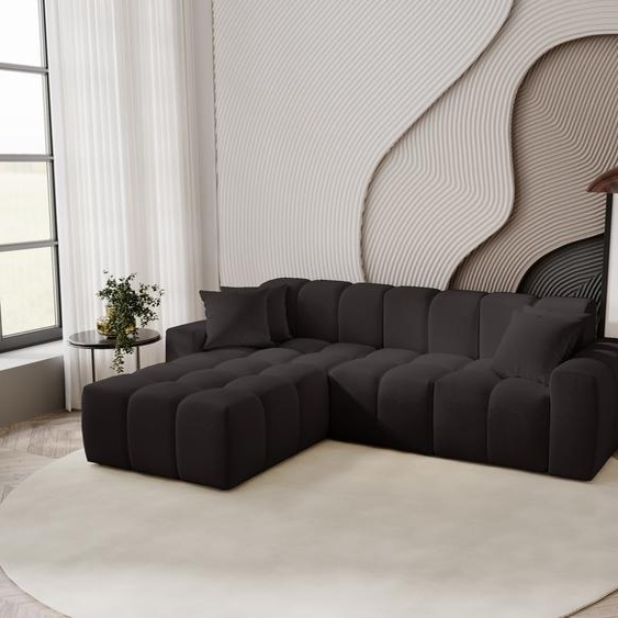Canapé dangle 265 cm Napoli - Canapé dangle avec tissu premium, Canapé design, Canapé dangle en L, gauche (Noir - Komodo 23)