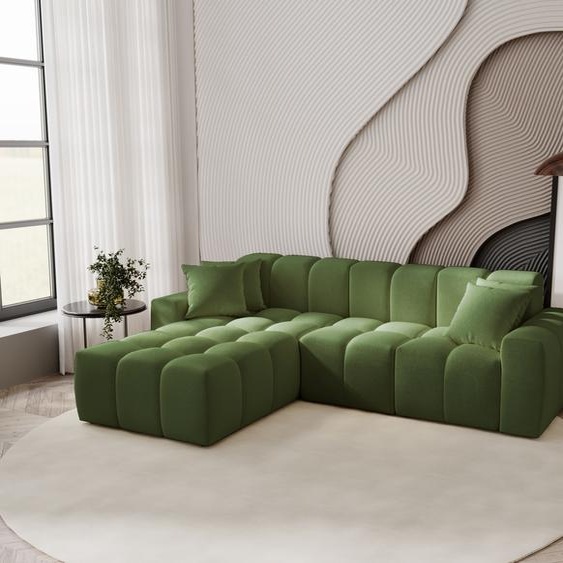 Canapé dangle 265 cm Napoli - Canapé dangle avec tissu premium, Canapé design, Canapé dangle en L, gauche (Vert- Komodo 61)