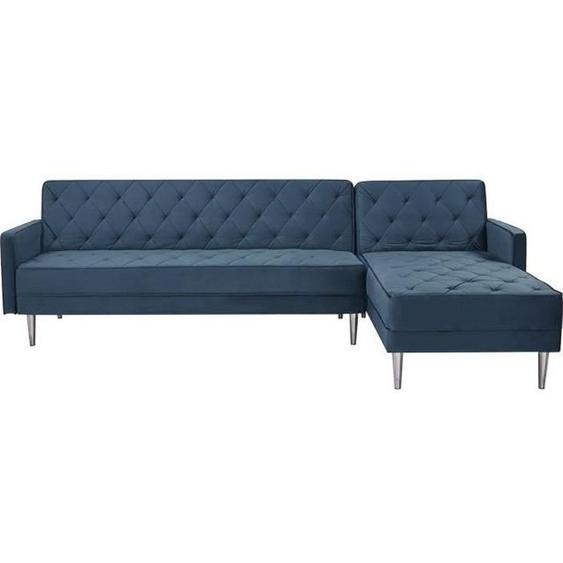 Canapé dangle 3 places réversible  ISTANA -Velours Bleu - L 286 x P 169 x H 80 cm