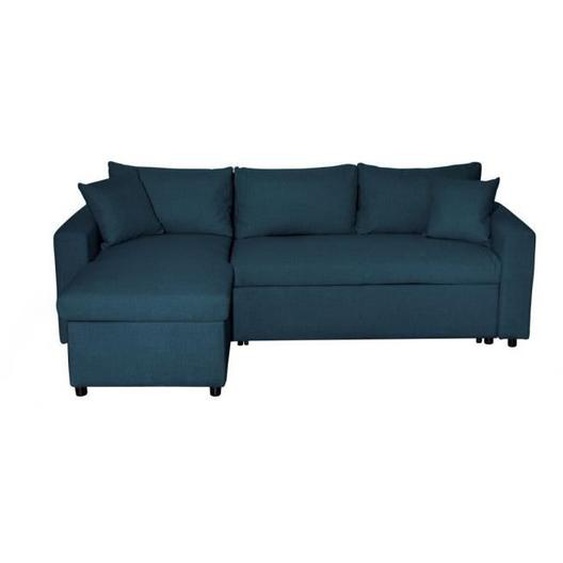 Canapé dangle 4 places Convertible et Réversible MARIA avec Coffre en tissu - Bleu - L227 x P146 x H81cm - LOUNGITUDE