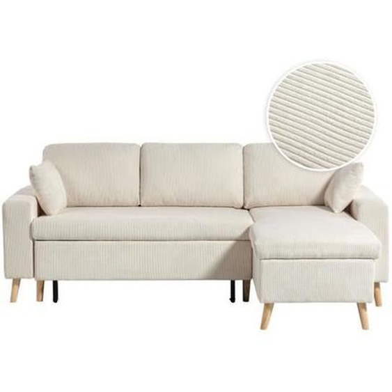 Canapé dangle 4 places réversible et convertible MARIA SCANDINAVE en velours côtelé fin - Beige - L227 x 147 x 89cm - LOUNGITUDE