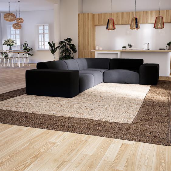 Canapé dangle - Anthracite, design arrondi, canapé en L ou angle, confortable avec méridienne ou coin - 253 x 72 x 328 cm, modulable