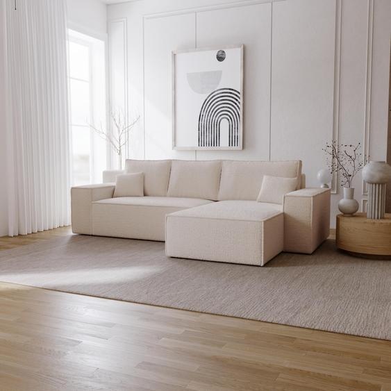 Canapé dangle avec fonction sommeil Bergamo L - Canapé 275 cm avec coffre de lit - droite, Canapé dangle en L, Canapé-lit Beige (Anthology 3)