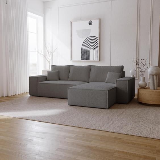 Canapé dangle avec fonction sommeil Bergamo L - Canapé 275 cm avec coffre de lit - droite, Canapé dangle en L, Canapé-lit Gris foncé (Anthology 18)