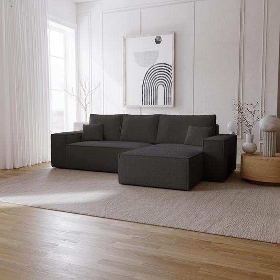 Canapé dangle avec fonction sommeil Bergamo L - Canapé 275 cm avec coffre de lit - droite, Canapé dangle en L, Canapé-lit Noir (Anthology 19)