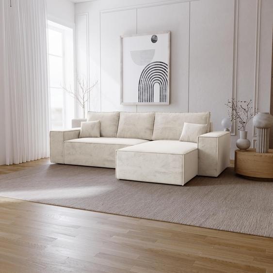 Canapé dangle avec fonction sommeil Bergamo L - Canapé 275 cm avec coffre de lit - droite, Canapé dangle en L, Canapé-lit Vanille (Amor Velvet 4323)