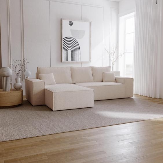 Canapé dangle avec fonction sommeil Bergamo L - Canapé 275 cm avec coffre de lit - gauche, Canapé dangle en L, Canapé-lit Beige (Anthology 3)