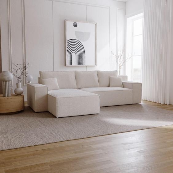 Canapé dangle avec fonction sommeil Bergamo L - Canapé 275 cm avec coffre de lit - gauche, Canapé dangle en L, Canapé-lit Crème (Anthology 1)