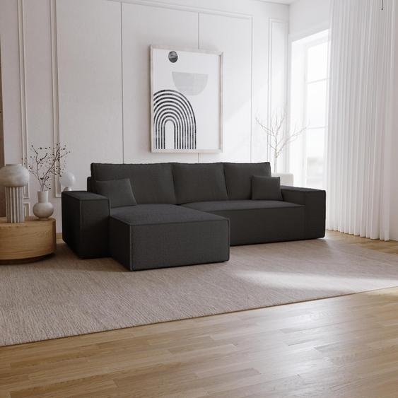 Canapé dangle avec fonction sommeil Bergamo L - Canapé 275 cm avec coffre de lit - gauche, Canapé dangle en L, Canapé-lit Noir (Anthology 19)