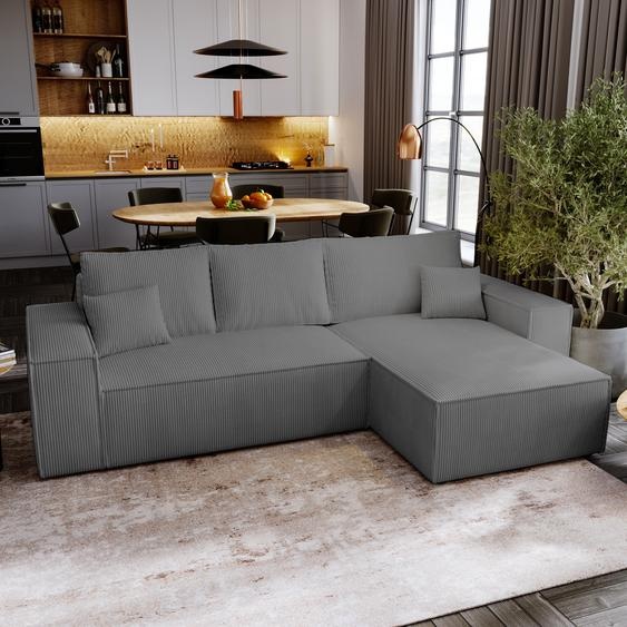 Canapé dangle avec fonction sommeil Majorka L - Canapé 280 cm avec coffre de lit, Canapé dangle en L, Canapé-lit Ensemble - Gris foncé & Poso 60