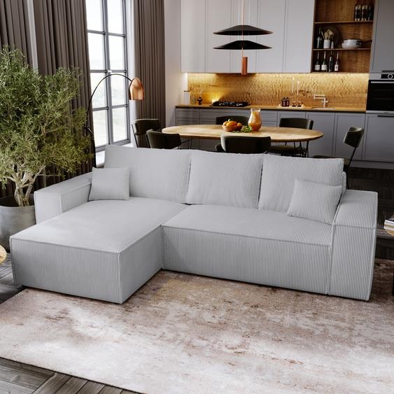 Canapé dangle avec fonction sommeil Majorka L - Canapé 280 cm avec coffre de lit, Canapé dangle en L, Canapé-lit Ensemble - Gris & Poso 110