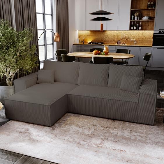 Canapé dangle avec fonction sommeil Majorka L - Canapé 280 cm avec coffre de lit, Canapé dangle en L, Canapé-lit Ensemble - Marron & Poso 04