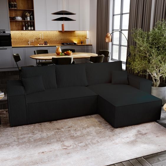 Canapé dangle avec fonction sommeil Majorka L - Canapé 280 cm avec coffre de lit, Canapé dangle en L, Canapé-lit Ensemble - Noir & Poso 135