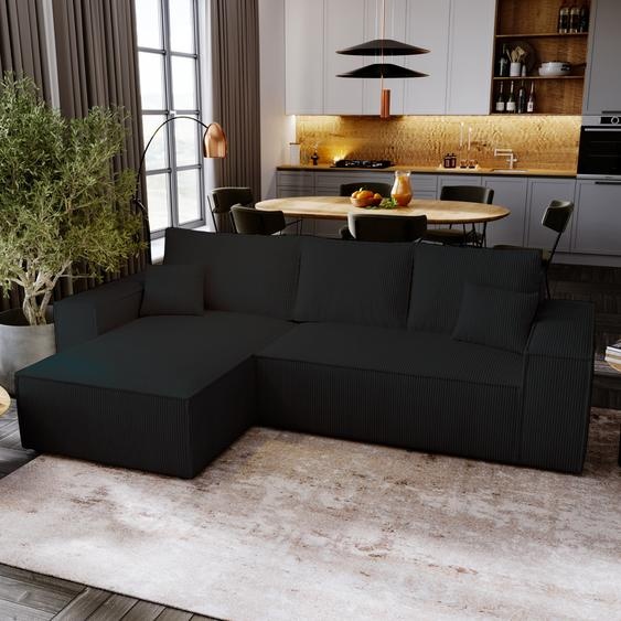 Canapé dangle avec fonction sommeil Majorka L - Canapé 280 cm avec coffre de lit, Canapé dangle en L, Canapé-lit Ensemble - Noir & Poso 135