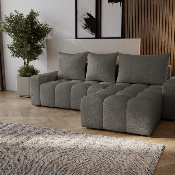 Canapé dangle avec fonction sommeil Wilson Boucle - Canapé dangle 255 cm, Canapé avec coffre de lit - droite, Gris foncé (Anthology 18)