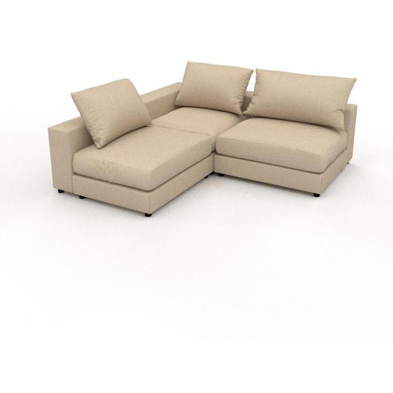 Canapé dangle - Beige Crème, design arrondi, canapé en L ou angle, confortable avec méridienne ou coin - 204 x 56 x 204 cm, modulable
