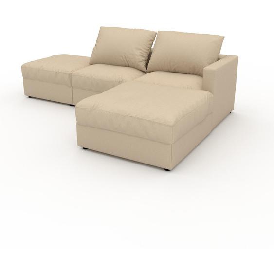 Canapé dangle - Beige Crème, design arrondi, canapé en L ou angle, confortable avec méridienne ou coin - 246 x 62 x 168 cm, modulable