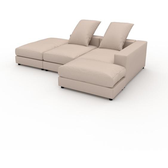 Canapé dangle - Blanc crème, design arrondi, canapé en L ou angle, confortable avec méridienne ou coin - 258 x 89 x 180 cm, modulable